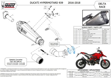 Mivv Delta Race RVS Black Slip-on Einddemper met E-keur Ducati Hypermotard 939 2016 > 2018