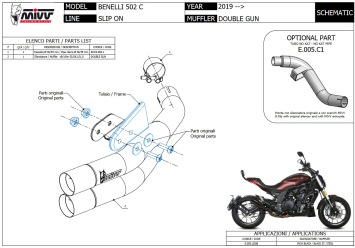 Mivv Double Gun Black Slip-on Einddemper met E-keur Benelli  502C 2019 > 2024