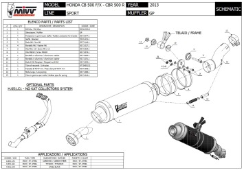 Mivv GP RVS Black Slip-on Einddemper met E-keur Honda CBR 500 R 2013 > 2015