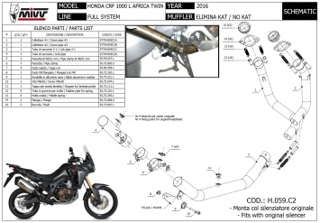 Mivv RVS Decat Voorbochten Honda CRF1000L Africa Twin 2016 > 2019
