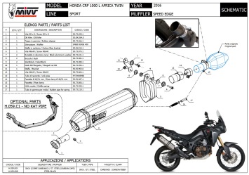 Mivv Speed Edge RVS Black Slip-on Einddemper met E-keur Honda CRF 1000 L Africa Twin 2016 > 2019
