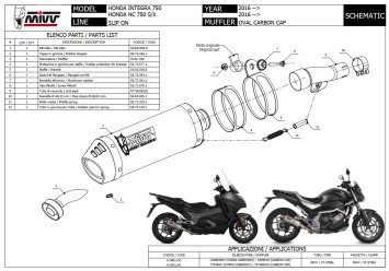 Mivv Oval Carbon Slip-on Einddemper met E-keur Honda NC 750 S / X 2016 > 2022