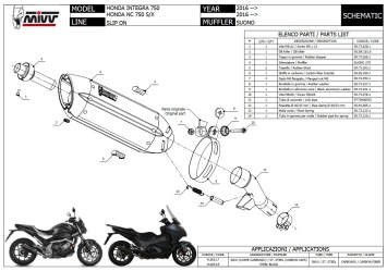 Mivv Suono RVS Black Slip-on Einddemper met E-keur Honda NC 750 S / X 2016 > 2022