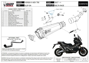 Mivv Delta Race RVS Black Slip-on Eindemper met E-keur Honda X-Adv 750 2017 > 2024