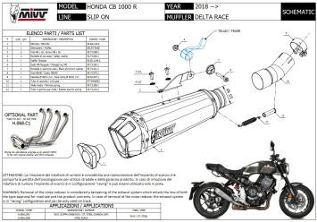 Mivv Delta Race RVS Black Slip-on Einddemper met E-keur Honda CB 1000 R 2018 > 2024