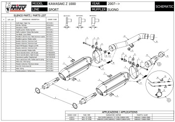 2x Mivv Suono RVS Black Slip-on Einddempers (L+R) met E-keur Kawasaki Z 1000 2007 > 2009