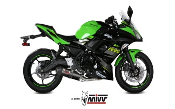 Mivv Oval Carbon Compleet Uitlaatsysteem met E-keur Kawasaki Ninja 650 2017 > 2022