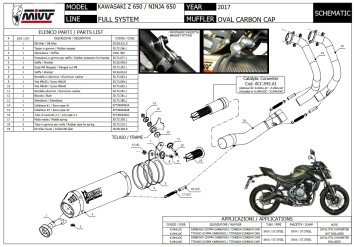 Mivv Titanium Oval Compleet Uitlaatsysteem met E-keur Kawasaki Z650 2017 > 2022