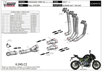 Mivv RVS Decat Voorbochten Kawasaki Z900 A2 (35 KW / 70 KW) 2017 > 2024