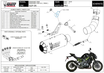 Mivv MK3 RVS Black Einddemper met E-keur Kawasaki Z900 2017 > 2019