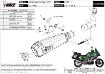 Mivv Delta Race Black Slip-on Einddemper met E-keur Kawasaki Versys 1000 2019 > 2023