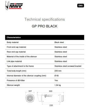 Mivv GP Pro RVS Black Einddemper met E-keur Kawasaki Z900 2020 - 2024