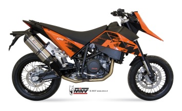 2x Mivv Suono RVS Bolt-on Einddempers (L+R) met E-keur KTM 690 SM 2007 > 2012