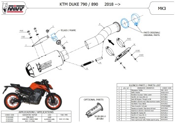 Mivv MK3 RVS Black Einddemper zonder E-keur KTM 790 Duke 2018 > 2020