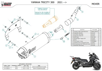 Mivv Mover Slip-on Einddemper met E-keur Yamaha Tricity 300 2021 - 2024