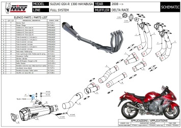 Mivv Delta Race Full Titanium Compleet 4in2in1 Uitlaatsysteem zonder E-keur Suzuki GSX-R 1300 Hayabusa 2008 > 2017