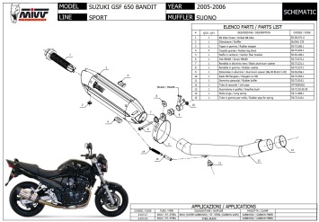 Mivv Suono RVS Black Slip-on Einddemper met E-keur Suzuki GSF 650 Bandit 2005 > 2006