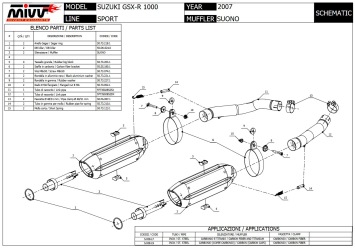 2x Mivv Suono RVS Black Slip-on Einddempers (L+R) Suzuki GSX-R 1000 2007 > 2008