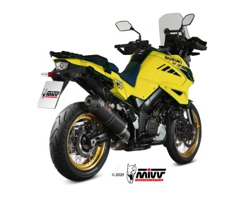 Mivv Oval RVS Black met carbon Endcap Einddemper met E-keur Suzuki DL 1050 V-Strom / XT 2020 - 2024/2025