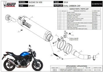 Mivv Oval Carbon met Carbon Cap Slip-on Einddemper met E-keur Suzuki SV 650 / X 2016 > 2024