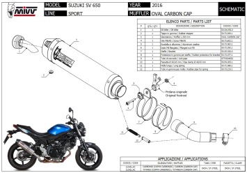 Mivv Oval Titanium met Carbon Cap Slip-on Einddemper met E-keur Suzuki SV 650 / X 2016 > 2024