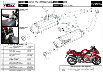 Mivv Speed Edge RVS Black Dubbele Slip-on Einddemper (L+R) Set met E-keur Suzuki GSX-R 1300 Hayabusa 2008 > 2017