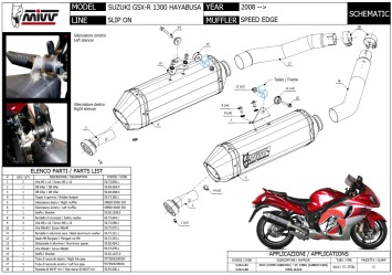 Mivv Speed Edge RVS Dubbele Slip-on Einddemper (L+R) met E-keur Suzuki GSX-R 1300 Hayabusa 2008 - 2017