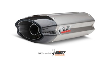 Mivv Suono RVS met Carbon Cap Dubbele Slip-on Einddemper (L+R) met E-keur Yamaha FZ6 / Fazer 2004 > 2011