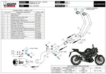 Mivv MK3 Carbon Compleet Uitlaatsysteem zonder E-keur Yamaha MT03 2016 > 2024