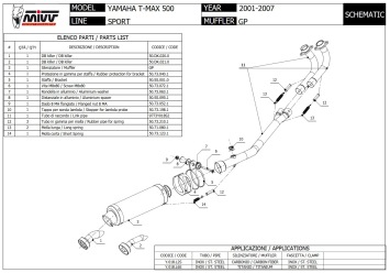 Mivv GP RVS Black Compleet 2in1 Uitlaatsysteem met E-keur Yamaha T-MAX 500 2001 > 2007