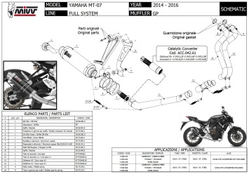 Mivv GP Carbon Compleet Uitlaatsysteem met E-keur Yamaha MT-07 2014 > 2023