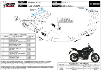 Mivv Delta Race RVS Black High Version Compleet Uitlaatsysteem met E-keur Yamaha MT07 2014 > 2024