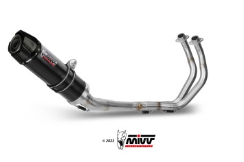 Mivv GP RVS Black met Carbon Endcap Volledig High Mount Uitlaatsysteem met E-keur Yamaha MT-07 2014 > 2024
