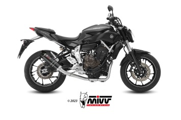 Mivv GP RVS Black met Carbon Endcap Volledig High Mount Uitlaatsysteem met E-keur Yamaha MT-07 2014 > 2024