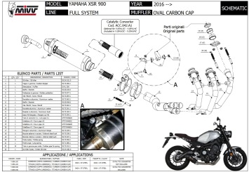 Mivv Oval Carbon met Carbon Endcap Compleet 3-1 Uitlaatsysteem met E-keur Yamaha XSR 900 2016 > 2020