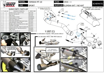 Mivv No-Kat. Pipe RVS Katvervanger Yamaha MT10 / FZ10 2016 > 2022