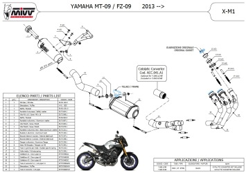 Mivv X-M1 RVS Black Compleet 3in1 Uitlaatsysteem met E-keur Yamaha MT-09 2013 > 2020
