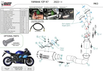Mivv MK3 Carbon Compleet Uitlaatsysteem zonder E-keur Yamaha R7 2022 > 2024
