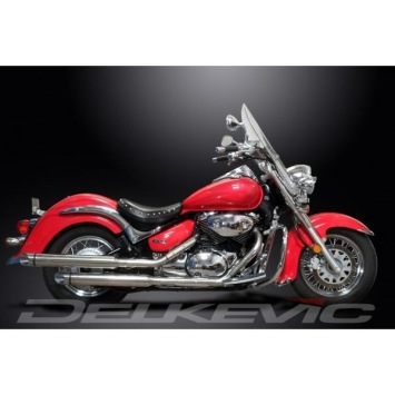 Delkevic COM37B5 volledig systeem Slash Cut RVS 550mm zonder e-keur - Suzuki VL800 Intruder Volusia (2001-2016)