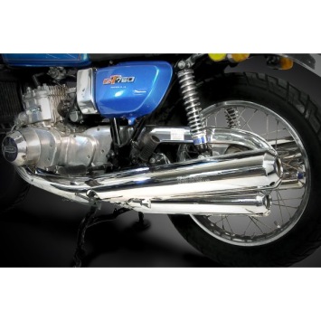 SUZUKI GT750 M/A/B 75-77 KETTLE volledig systeem zonder e-keur verchroomde replica van originele uitlaat