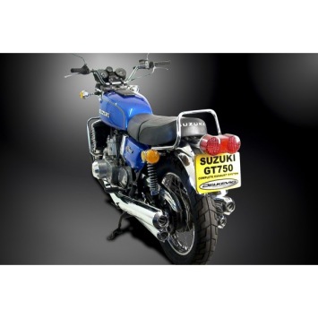 SUZUKI GT750 M/A/B 75-77 KETTLE volledig systeem zonder e-keur verchroomde replica van originele uitlaat