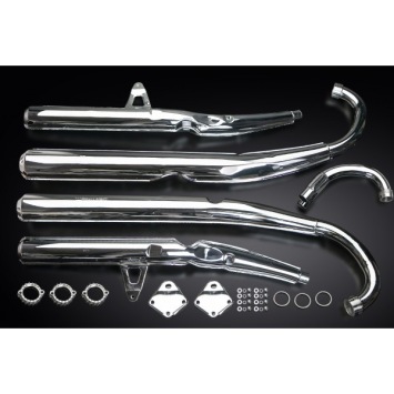 SUZUKI GT750 M/A/B 75-77 KETTLE volledig systeem zonder e-keur verchroomde replica van originele uitlaat