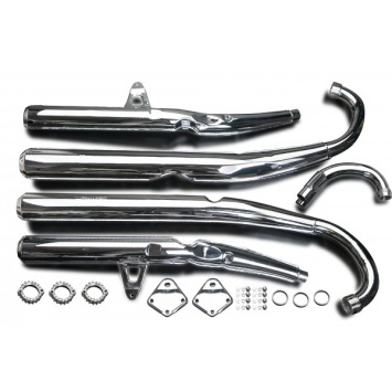 SUZUKI GT750 M/A/B 75-77 KETTLE volledig systeem zonder e-keur verchroomde replica van originele uitlaat