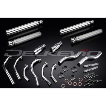 Delkevic Volledig Uitlaatsysteem - HONDA GL1500C F6C VALKYRIE 96-03 FULL 6-2 EXHAUST 550MM SILENCER BULLNOSE BAFFLE - zonder E-KEUR