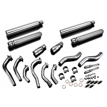 Delkevic Volledig Uitlaatsysteem - HONDA GL1500C F6C VALKYRIE 96-03 FULL 6-2 EXHAUST 550MM SILENCER BULLNOSE BAFFLE - zonder E-KEUR