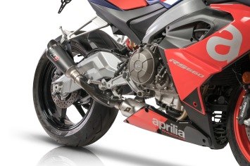 QD Exhaust Full system Titanum Gunshot Dark Matter met E-keur Aprilia Tuono 660 2021 - 2023