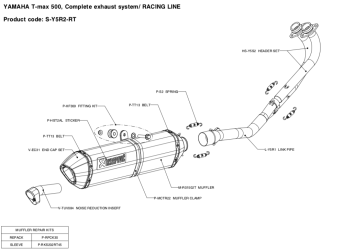 Akrapovic Racing Line Titanium Volledig Uitlaat Systeem zonder E-keur Yamaha TMAX 2008 - 2016