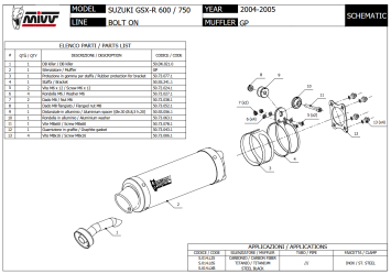 Mivv GP RVS Black Bolt-on EInddemper Carbon Endcap met E-keur Suzuki GSX-R600 / GSX-R750 2004 - 2005