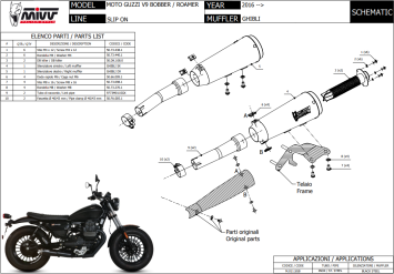 Mivv Ghibli RVS Black Dubbele Slip-on Einddemper (L+R) Set zonder E-keur Moto Guzzi V9 Bobber / Roamer 2016 > 2020