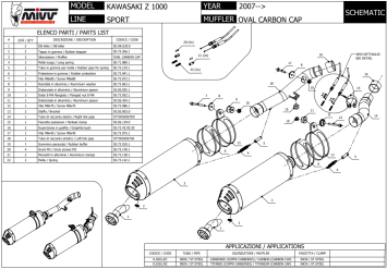 2x Mivv Oval Carbon met Carbon Cap Slip-on Einddempers met E-keur Kawasaki Z 1000 2007 > 2009